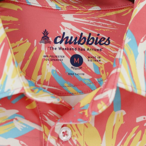 Chubbies Shirt Mens Medium Polo golf Floral Button Up Short Sleeve Stretch fun - Picture 3 of 11